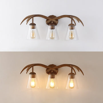 Wyatt 25.5" 3-Light Southwestern Bohemian Resin/Seeded Glass Faux Antler LED Vanity Light - JONATHAN Y